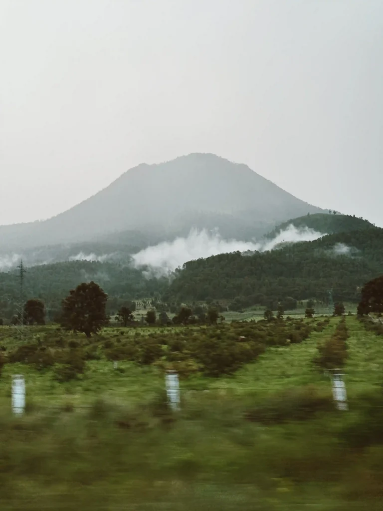paisaje montañoso con bosque y niebla cerca del Cerro El Baúl de Xela
