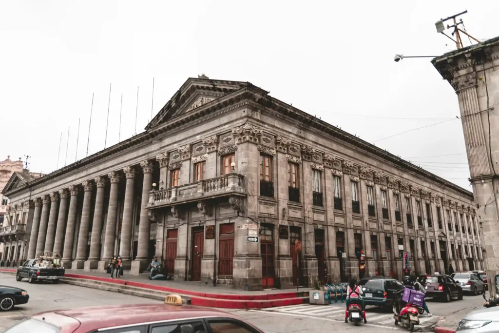 the façade of Quetzaltenango Town Hall in the historic centre of Xela